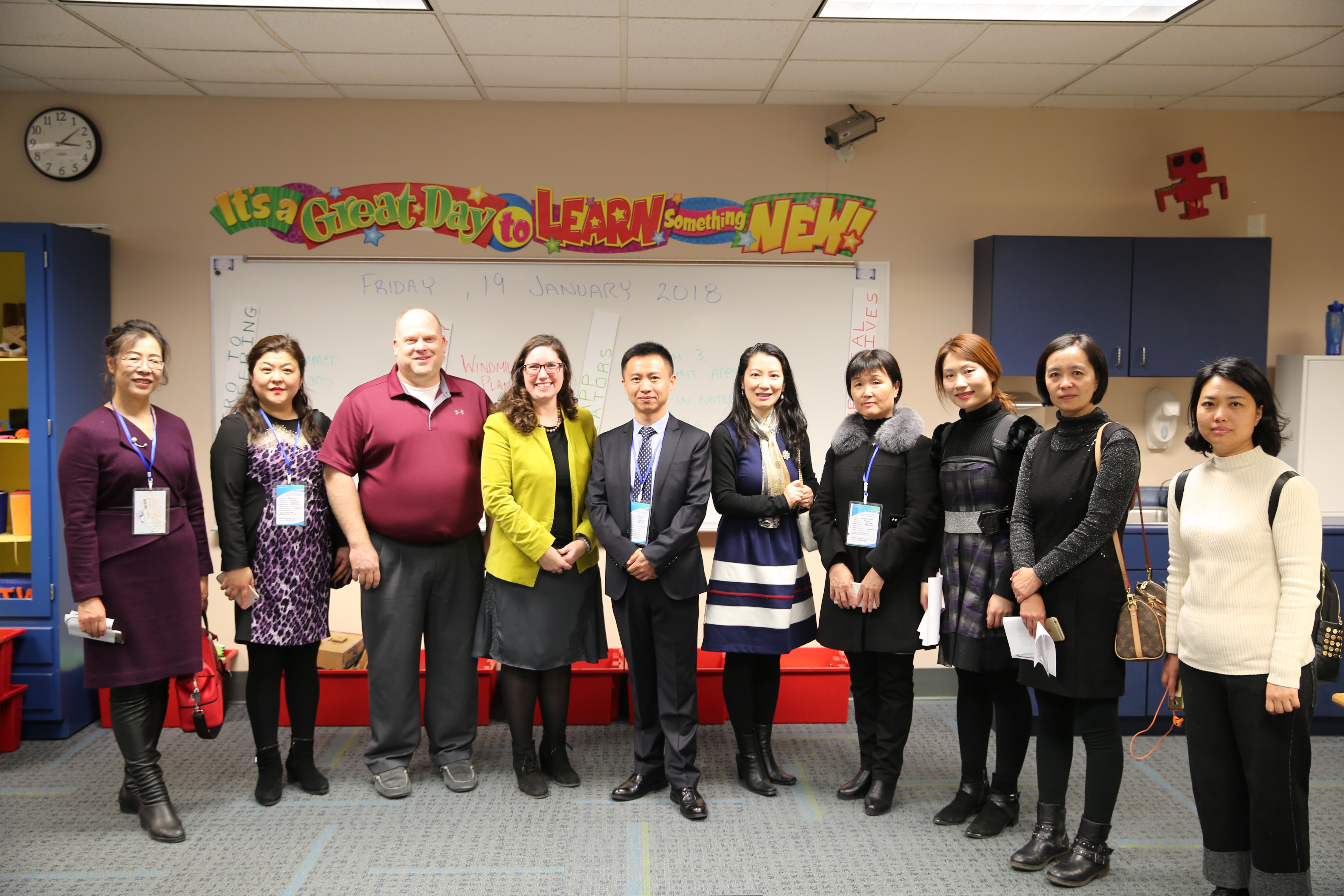 Principal Dean-Null with visiting teachers from Anshan, China