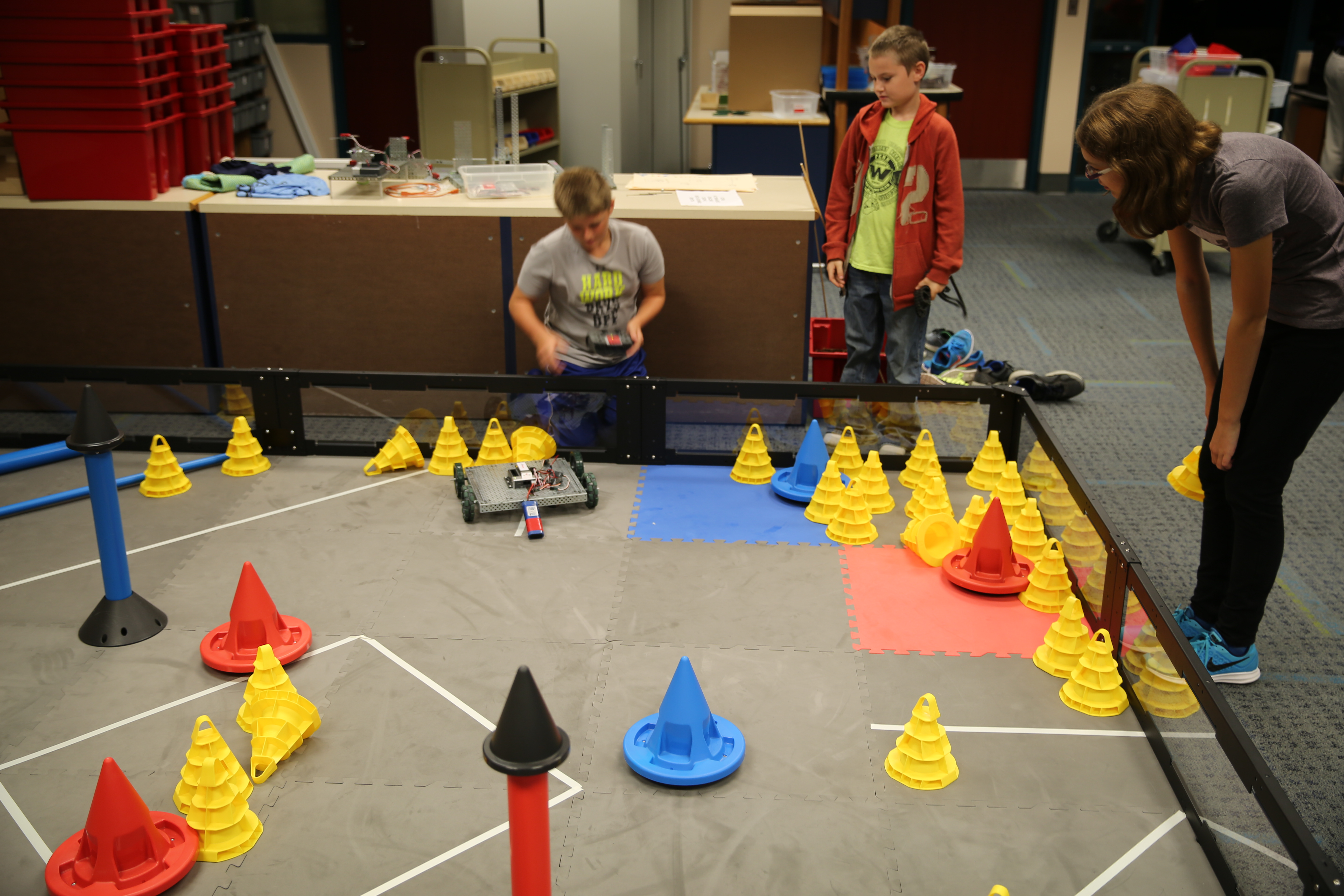 VRC Team 775 SpartanBots using their newly donated practice field