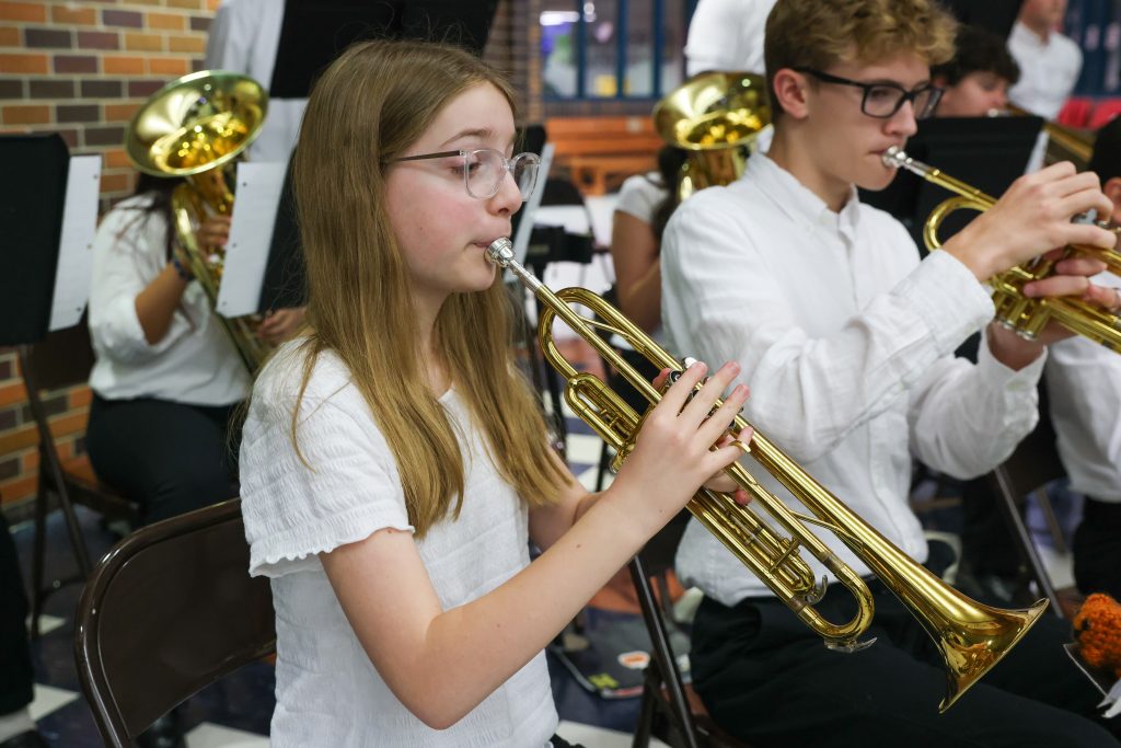 students playing trumpets